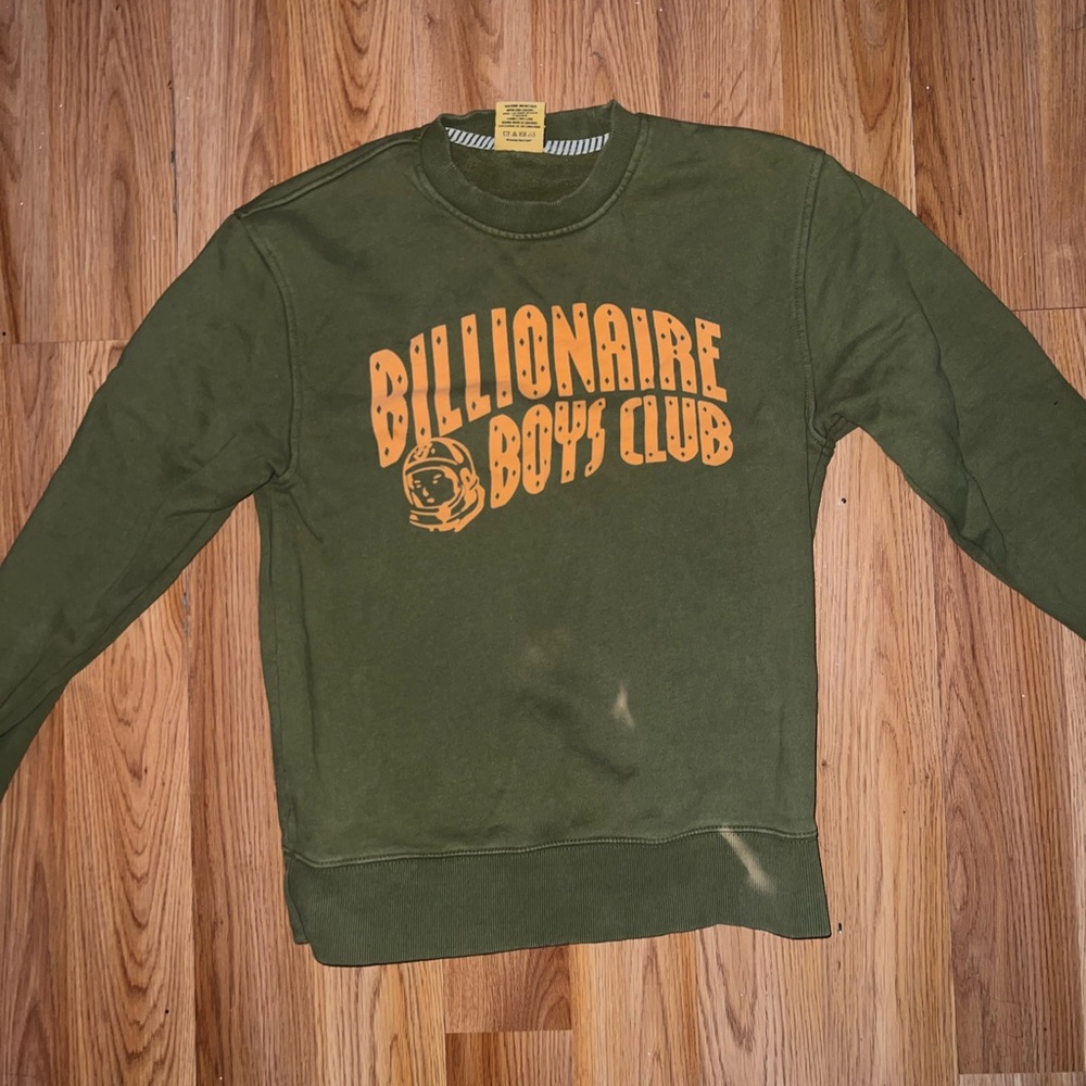 Billionaire Boys Club Olive Green Crewneck with Orange Logo
